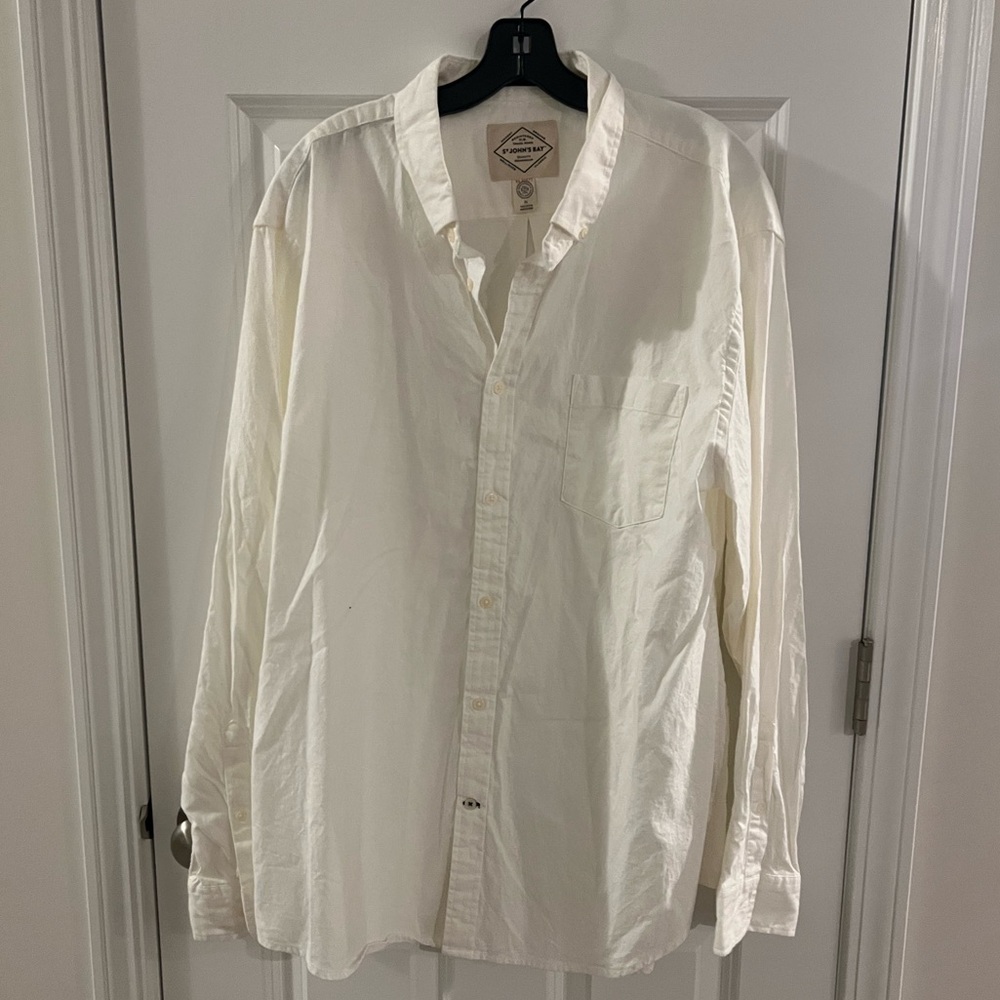 St. John's Bay Cream Casual Button Down Shirt